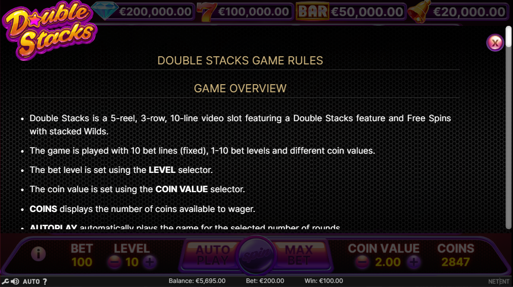 Double Stacks Spelregler